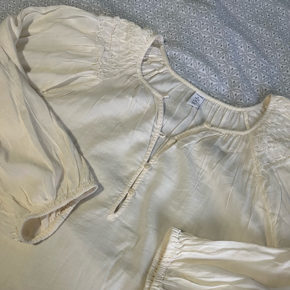 Blouse with smocked/pleated shoulder detail - Picture 1 of 7